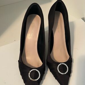 Le Chateau Black Heels with Rhinestone Accent